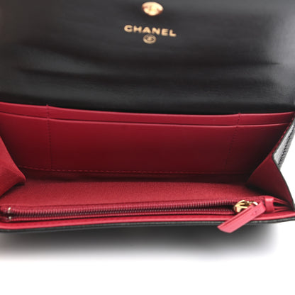 Chanel Shiny Goatskin Quilted Chanel 19 Flap Wallet Black 5 of 9