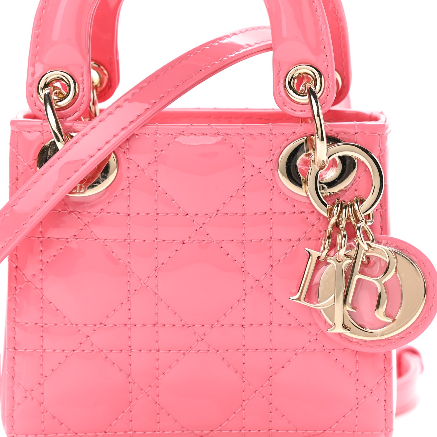 Patent Cannage Micro Lady Dior Peony Pink