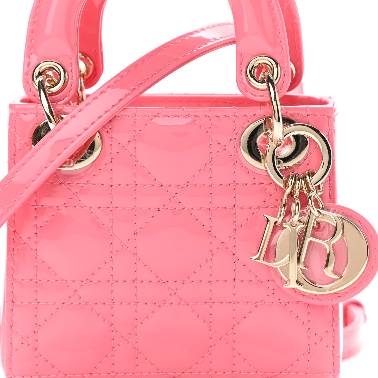 Christian Dior Patent Cannage Micro Lady Dior Peony Pink 7 of 9
