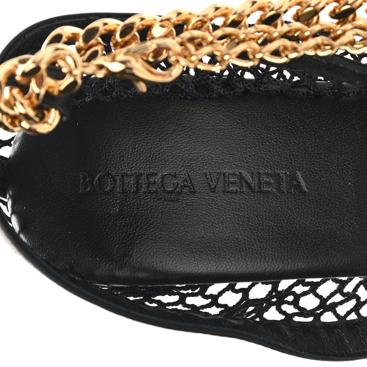 Mesh Nappa Chunky Chain Sandals 39 Black