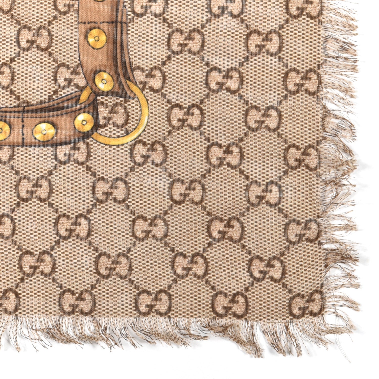 Gucci Wool Jacquard GG Monogram Big Panshie Fringe Shawl Sun Beige 2 of 3