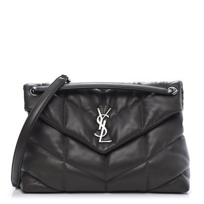 Saint Laurent Lambskin Quilted Medium Loulou Puffer Monogram Chain Satchel Concrete 1 of 13