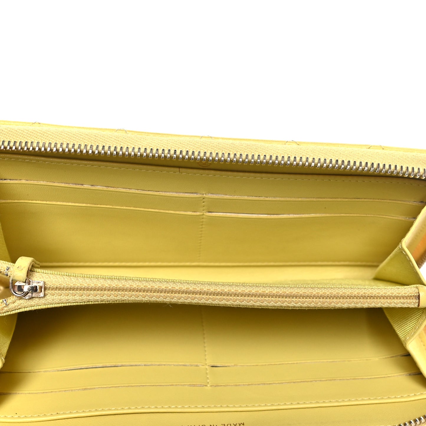 Lambskin Quilted Large Gusset Zip Around Wallet Yellow