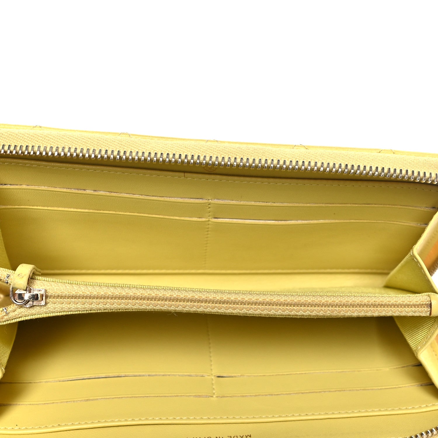 Chanel Lambskin Quilted Large Gusset Zip Around Wallet Yellow 5 of 12