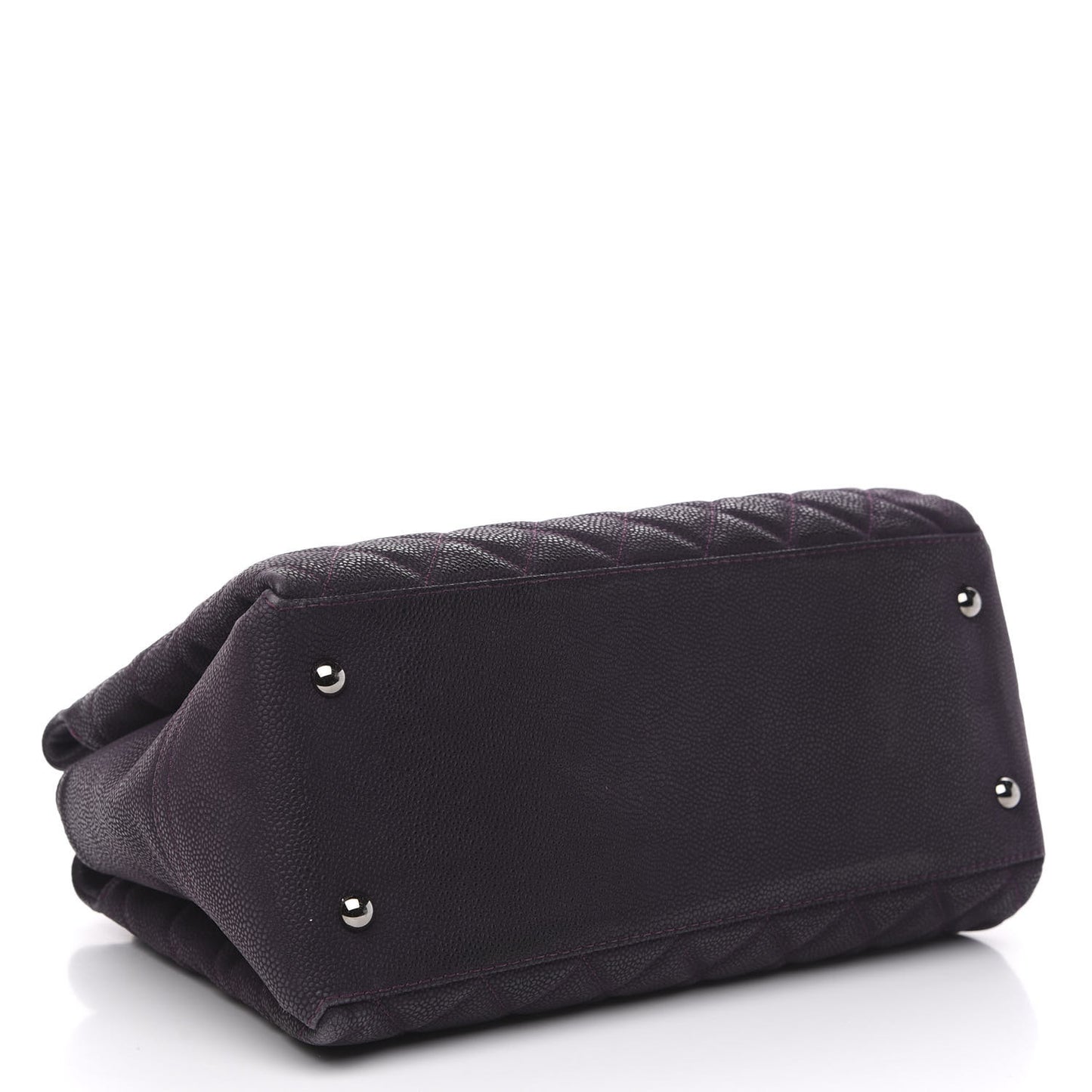 Iridescent Caviar Quilted Lady Pearly Tote Purple