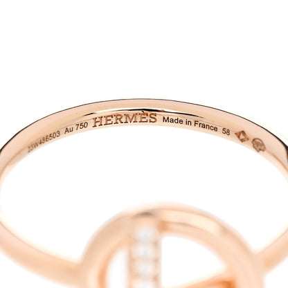 Hermes 18K Rose Gold Diamond PM Echappee Ring 58 8.5 4 of 5