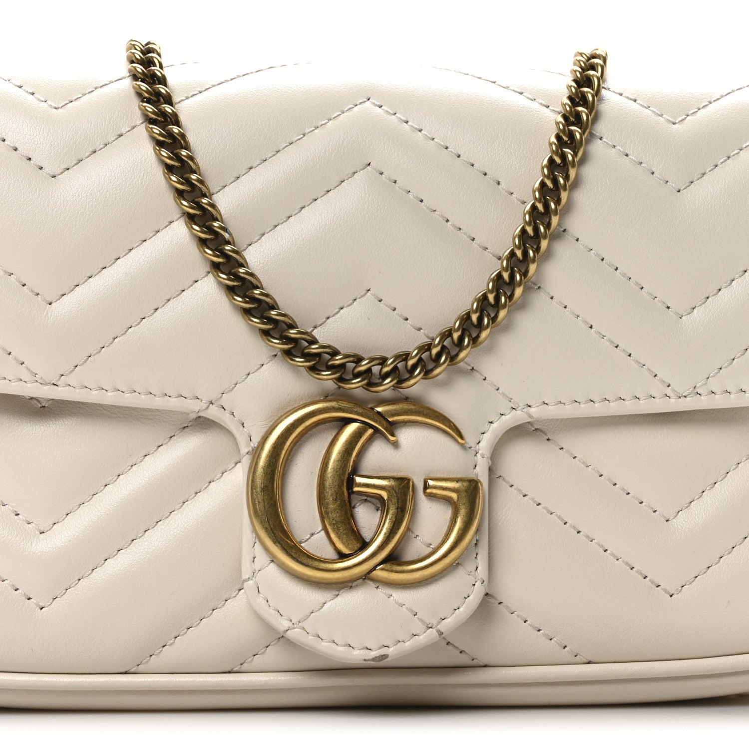 Gucci Calfskin Matelasse Mini GG Marmont Shoulder Bag With Card Holder White Black 9 of 11