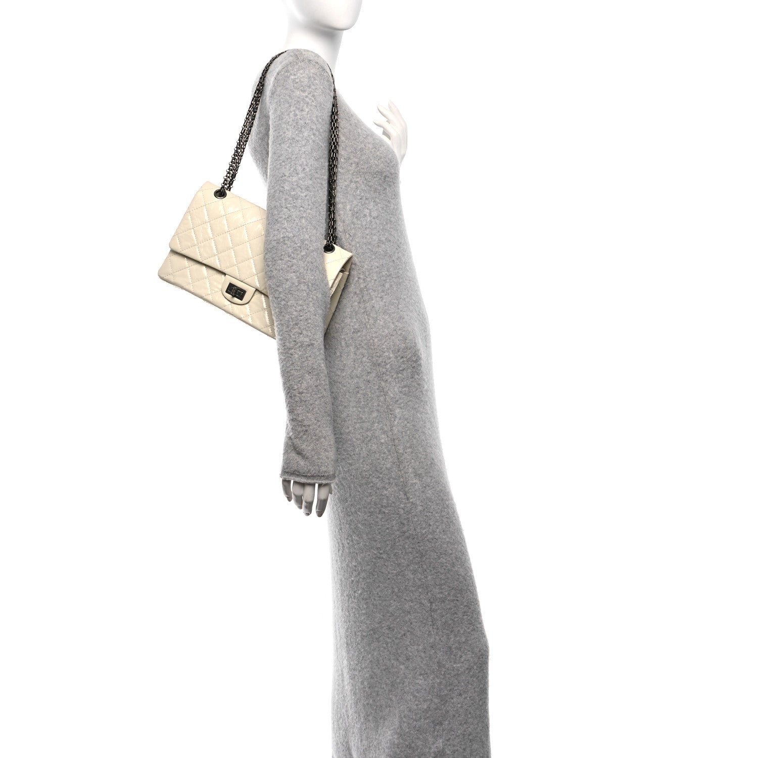 Chanel Distressed Patent Quilted 2.55 Reissue 226 Flap Ivory 2 of 14