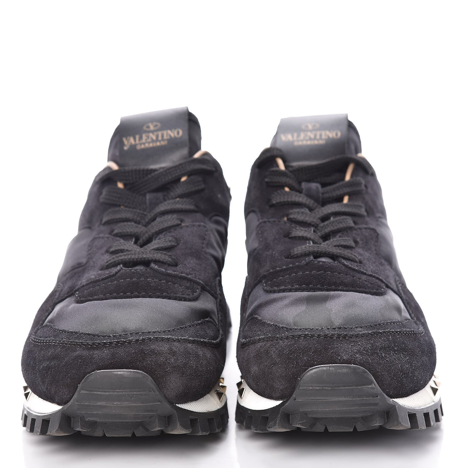 Valentino Garavani Suede Nylon Camouflage Womens Soul Rockstud Sneakers 39 Black 2 of 9