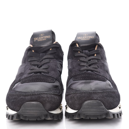 Valentino Garavani Suede Nylon Camouflage Womens Soul Rockstud Sneakers 39 Black 2 of 9