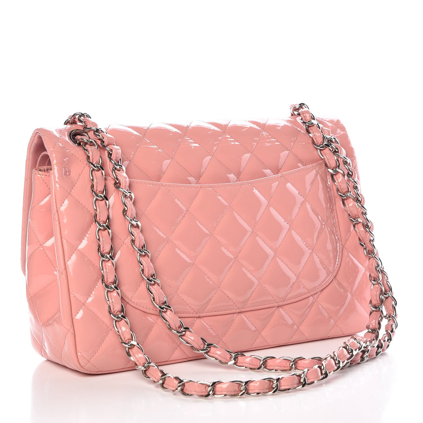 Patent Quilted Jumbo Double Flap Pink