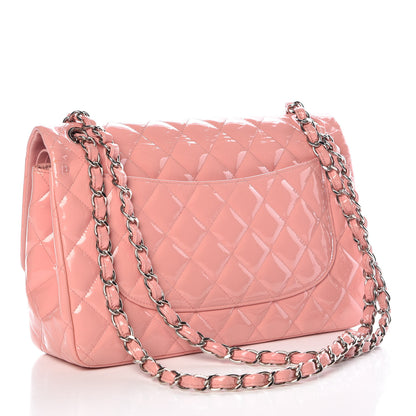 Chanel Patent Quilted Jumbo Double Flap Pink 3 of 23