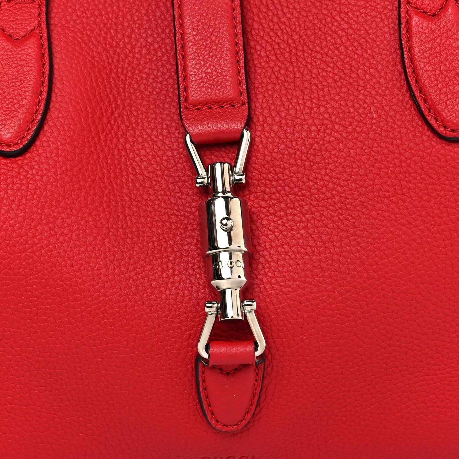Gucci Soft Calfskin Small Jackie Top Handle Bag Hibiscus Red 5 of 10