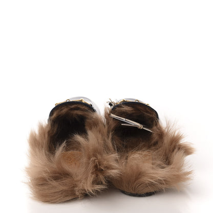 Gucci Malaga Kid Fur Womens Princetown Slippers 36.5 Blue Agata 5 of 9