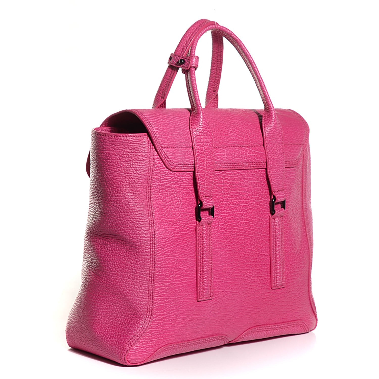 3.1 Phillip Lim 3.1 Textured Calfskin Large Pashli Satchel Bright Fuchsia 3 of 11