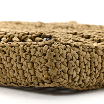 Prada Yarn Raffia Effect Crochet Logo Embroidered Tote Bag Dark Green 8 of 9