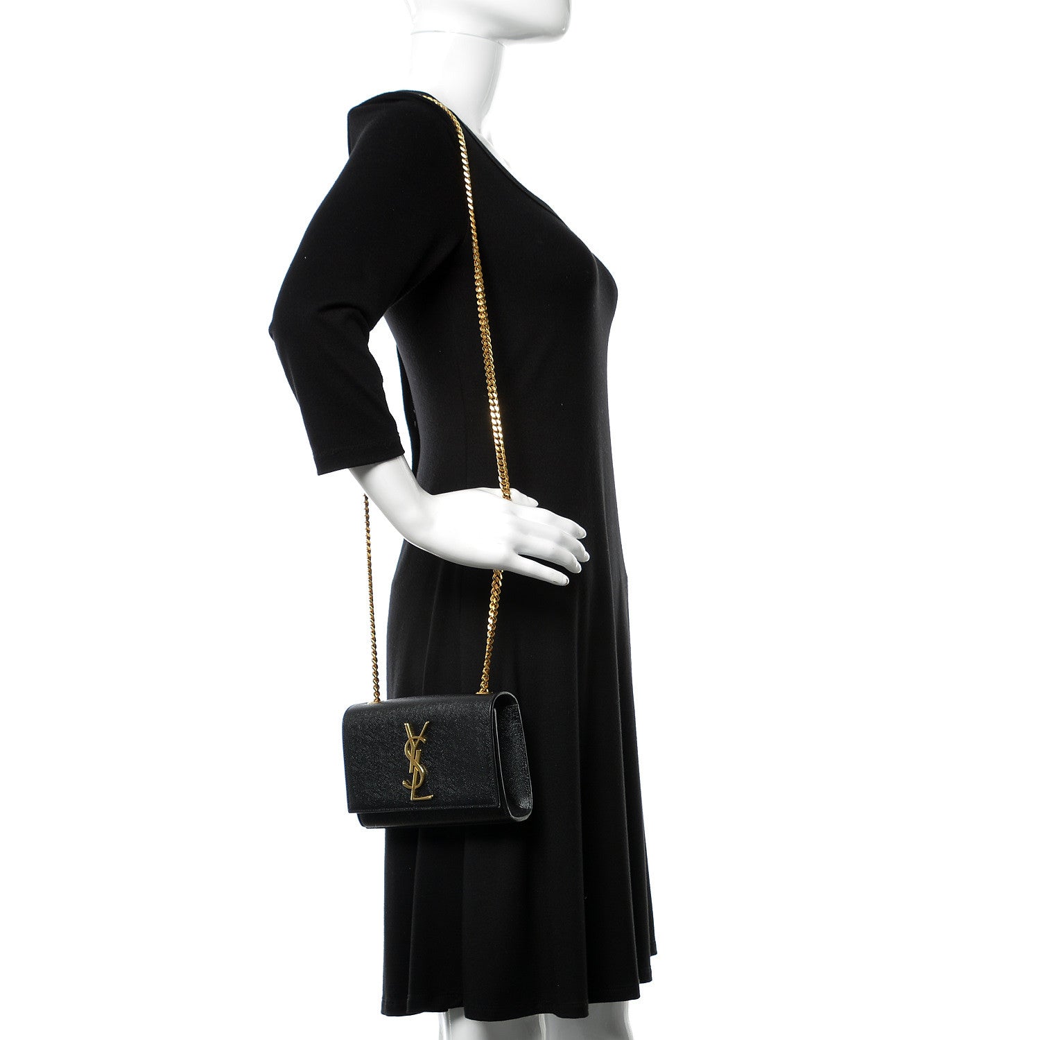 Saint Laurent Grain De Poudre Small Monogram Kate Satchel Black 2 of 9