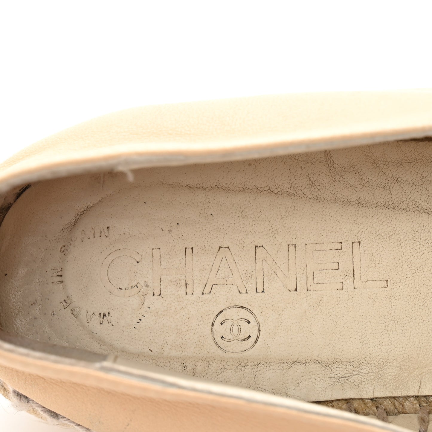 Lambskin CC Espadrilles 39 Beige Black