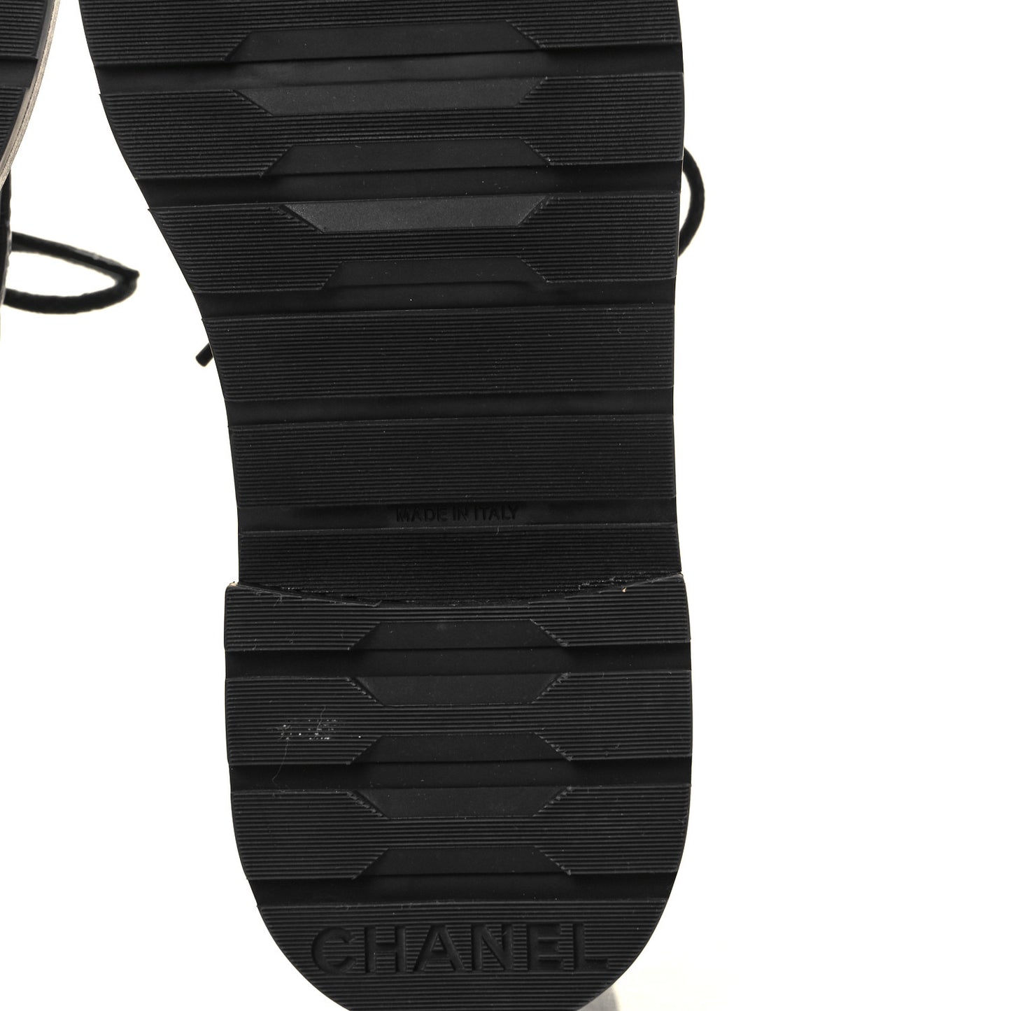 Shiny Lambskin Quilted Lace Up Combat Boots 38.5 Grey Black