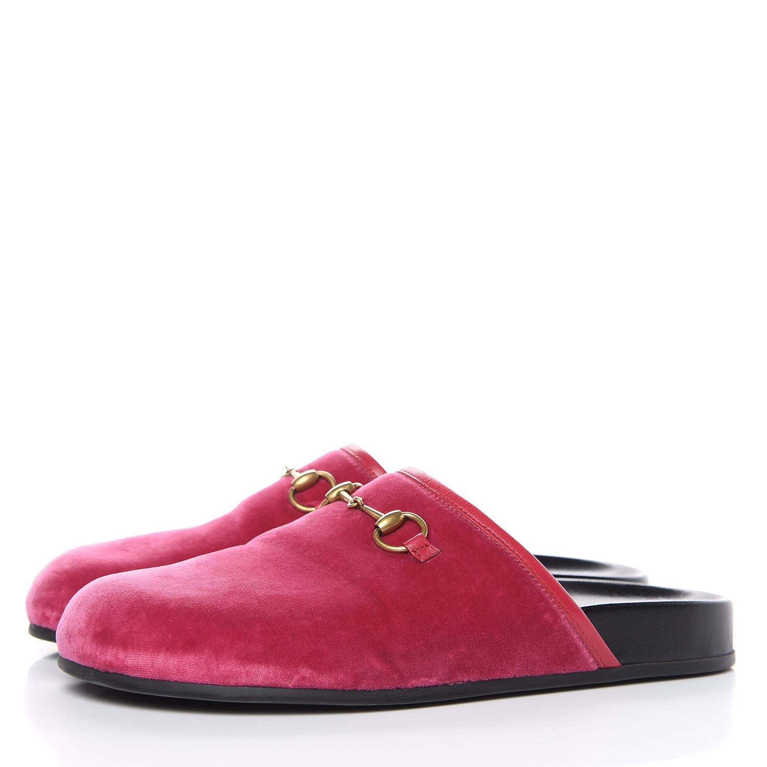 Gucci Softy Velvet Malaga Kid Womens Horsebit River Slippers 37.5 Light Raspberry Rose 3 of 10