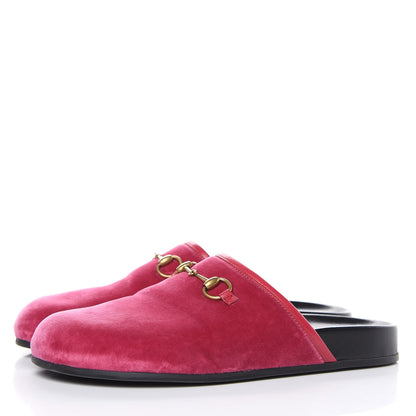 Gucci Softy Velvet Malaga Kid Womens Horsebit River Slippers 37.5 Light Raspberry Rose 3 of 10