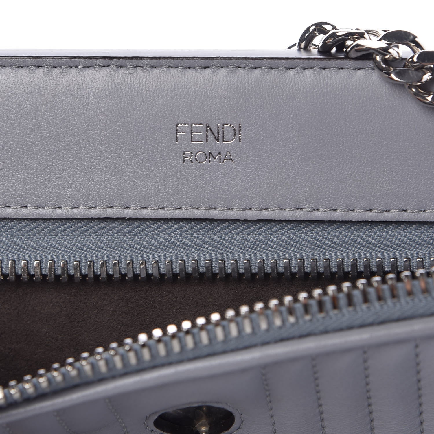 Fendi Shiny Nappa Trapuntata Small DotCom Click Chain Satchel Ardesia 7 of 9