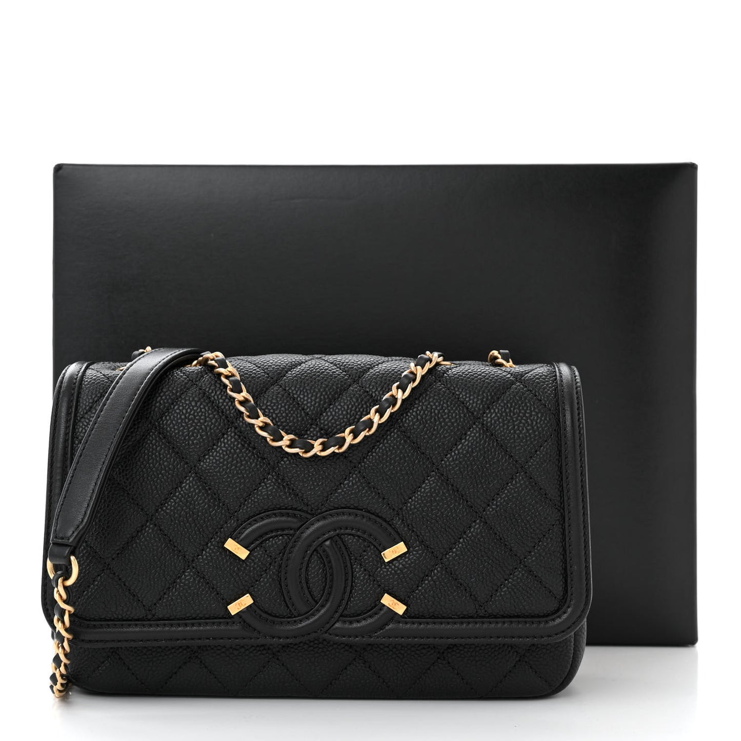 Caviar Quilted Small CC Filigree Flap Black