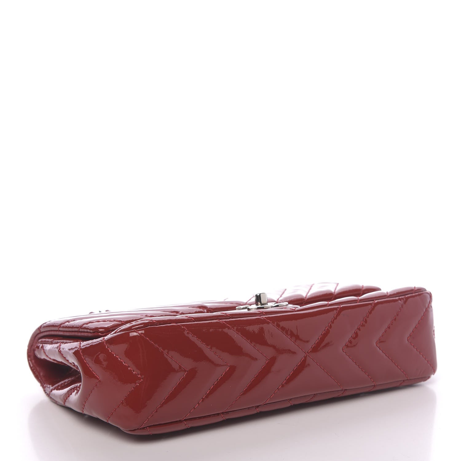 Chanel Patent Chevron Quilted Medium Single Flap Red 4 of 11
