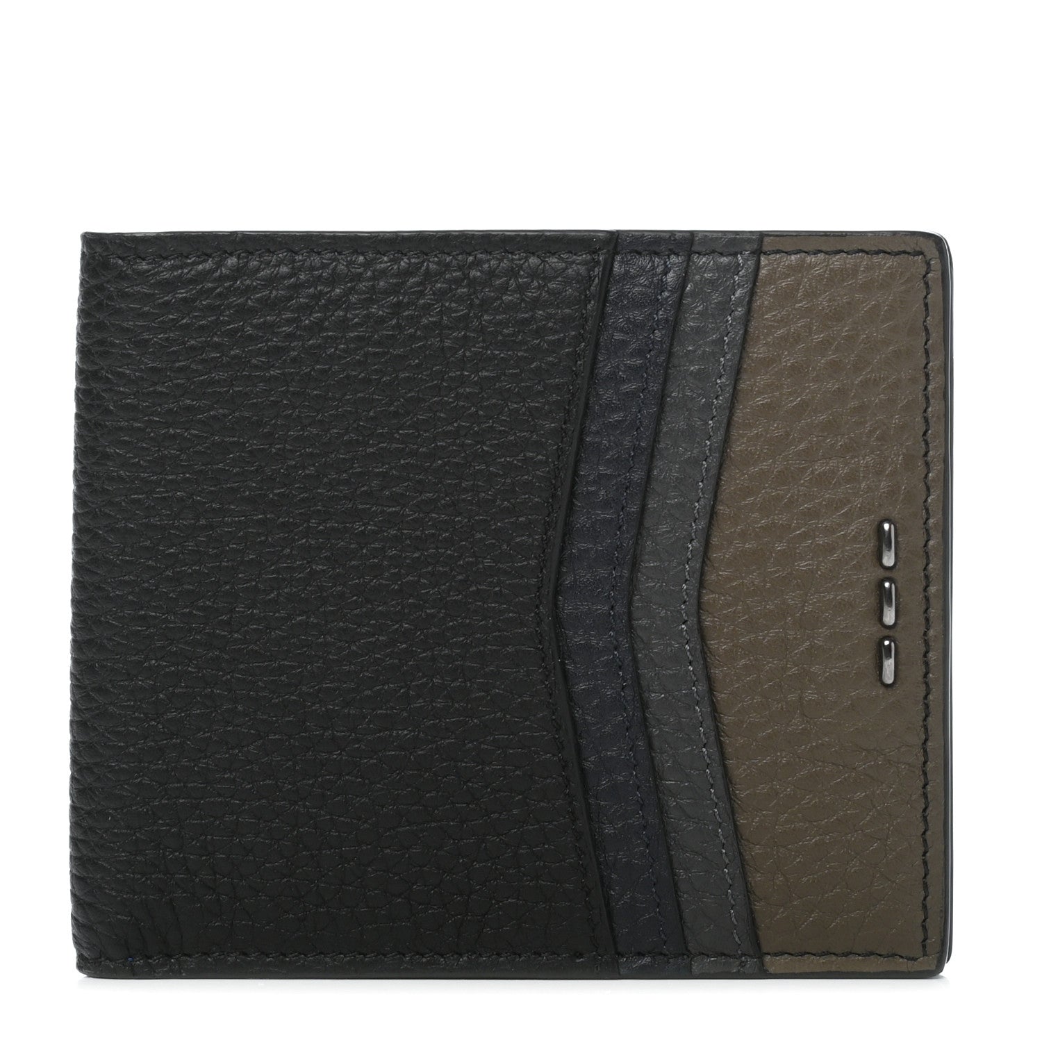 Fendi Calfskin Romano Hypnotic Bi-fold Wallet Lavagna Asfalto 1 of 11