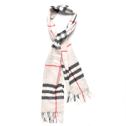Burberry Cashmere Classic Check Fringe Scarf Stone 1 of 4