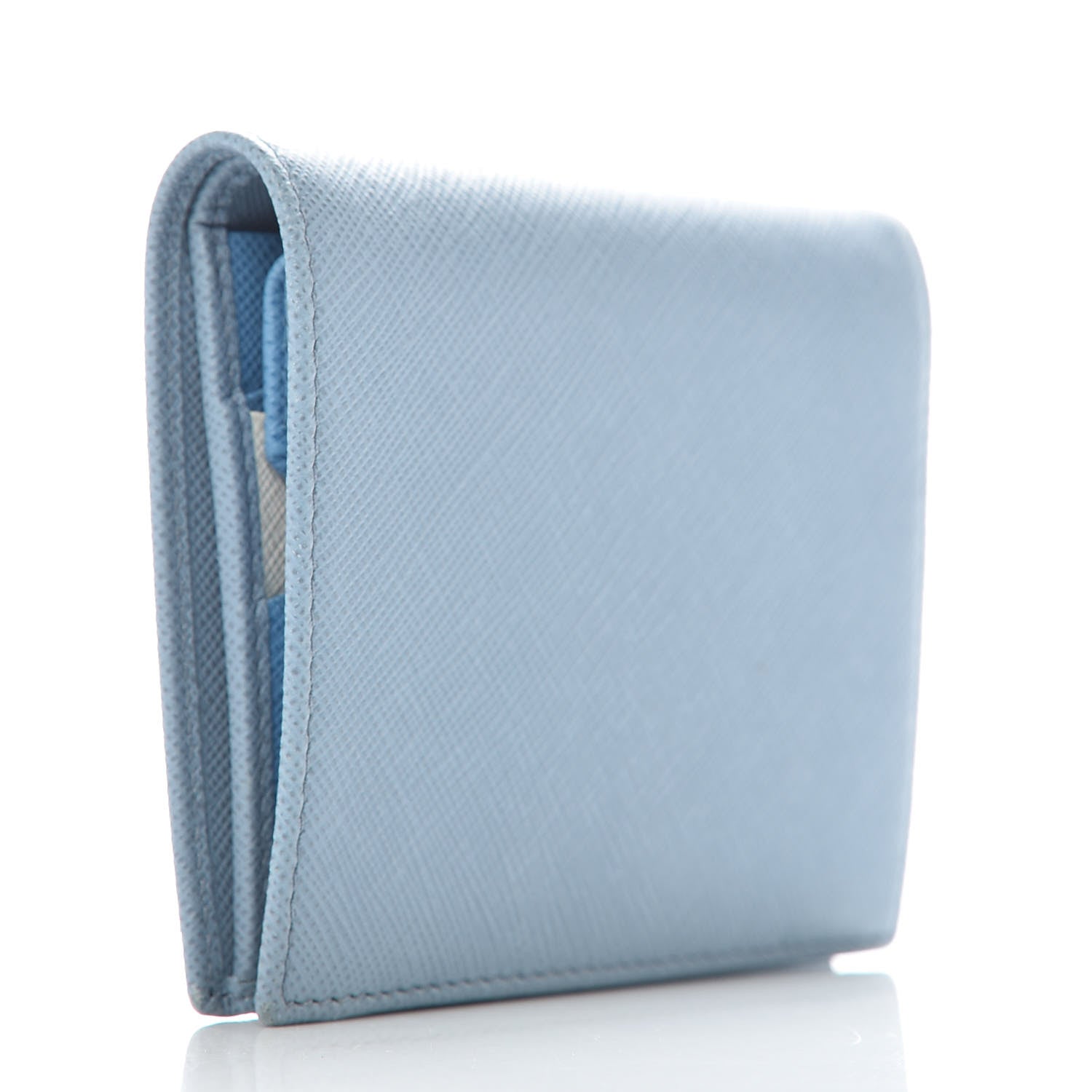 Prada Saffiano Metal Bi-Fold Wallet Astrale Mare 3 of 7