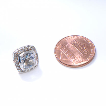 David Yurman Sterling Silver Pave Diamond and White Topaz Albion Earrings 3 of 3