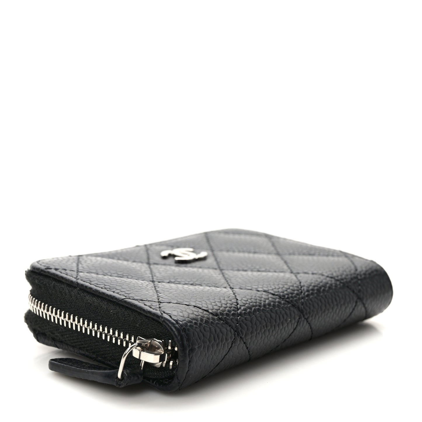 Caviar Quilted Zip Coin Purse Black
