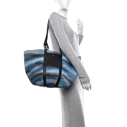 Chloe Raffia Calfskin Large Basket Tote Blue Multicolor 2 of 9