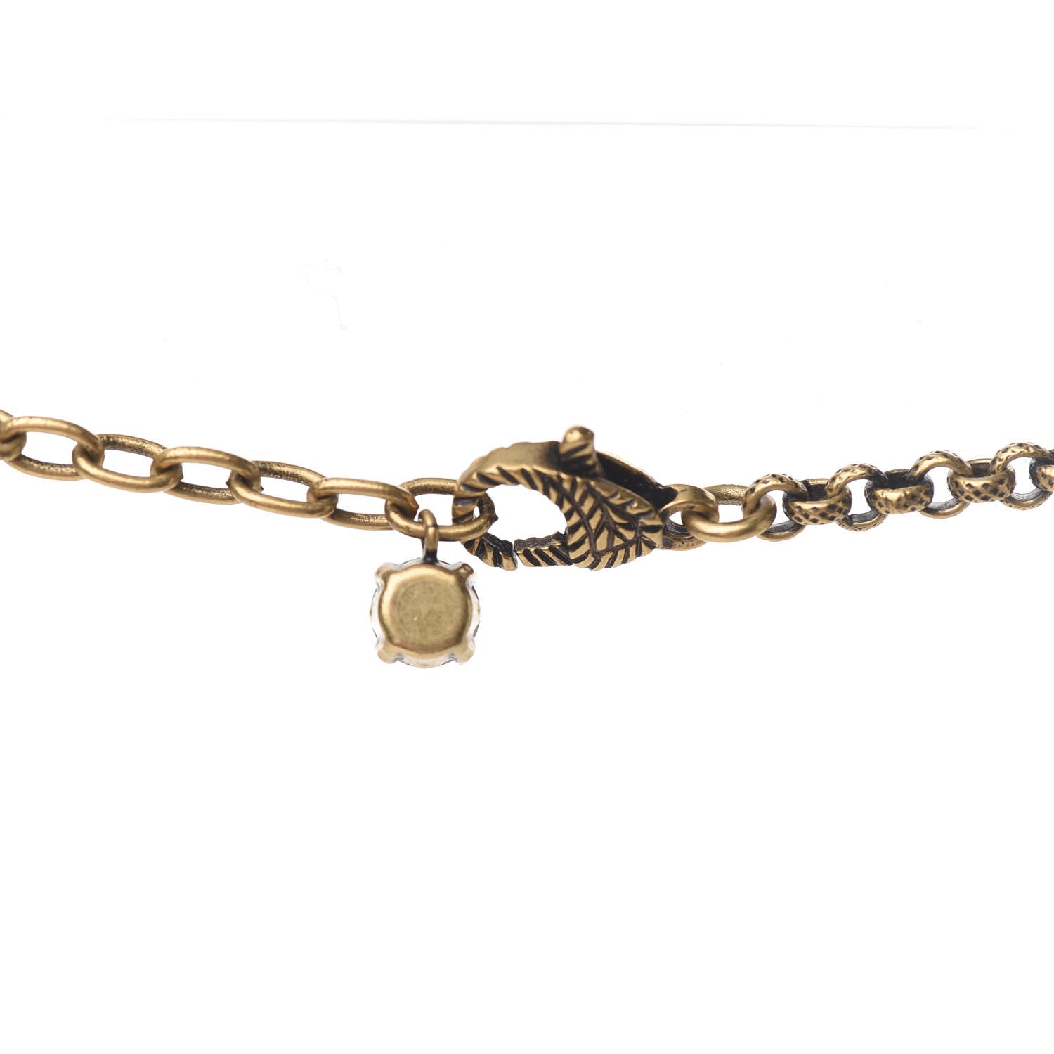 Gucci Crystal Embellished Double G Necklace Aged Gold 3 of 4