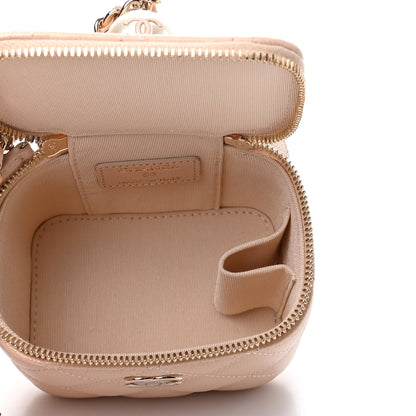 Chanel Iridescent Caviar Quilted Mini Pearl On Top Vanity Case With Chain Beige 5 of 10