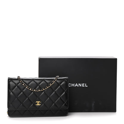 Chanel Lambskin Quilted Wallet On Chain WOC Black 20 of 20