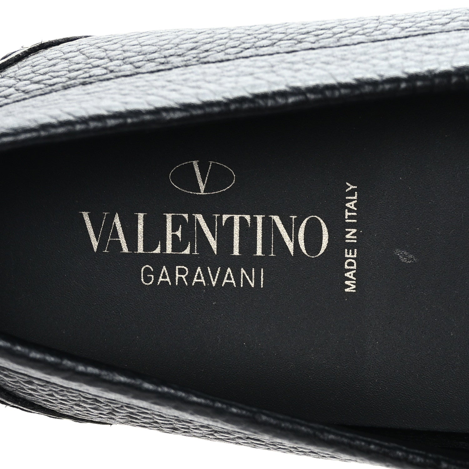 Valentino Garavani Grainy Calfskin Mens VLogo Driving Loafers 39.5 Black 7 of 8