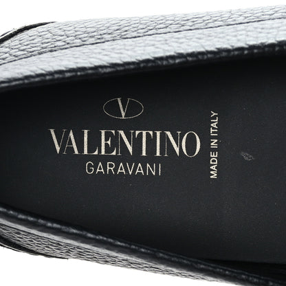 Valentino Garavani Grainy Calfskin Mens VLogo Driving Loafers 39.5 Black 7 of 8