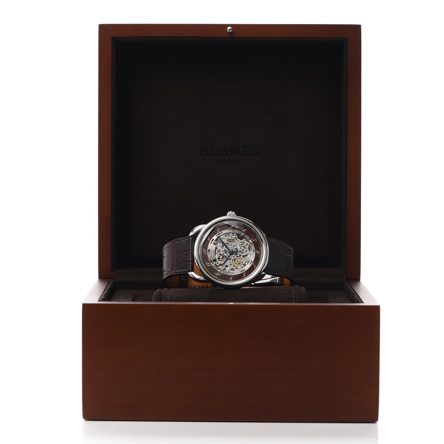 Stainless Steel Alligator 41mm Arceau Squelette Automatic Watch Havane