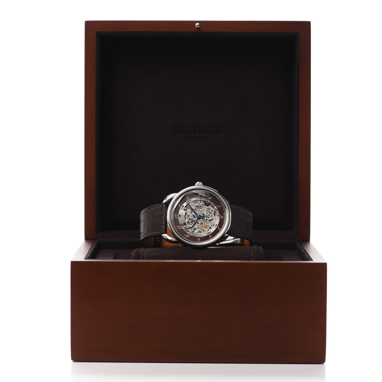Hermes Stainless Steel Alligator 41mm Arceau Squelette Automatic Watch Havane 6 of 6