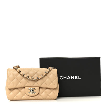 Chanel Lambskin Quilted Mini Rectangular Flap Beige 12 of 12