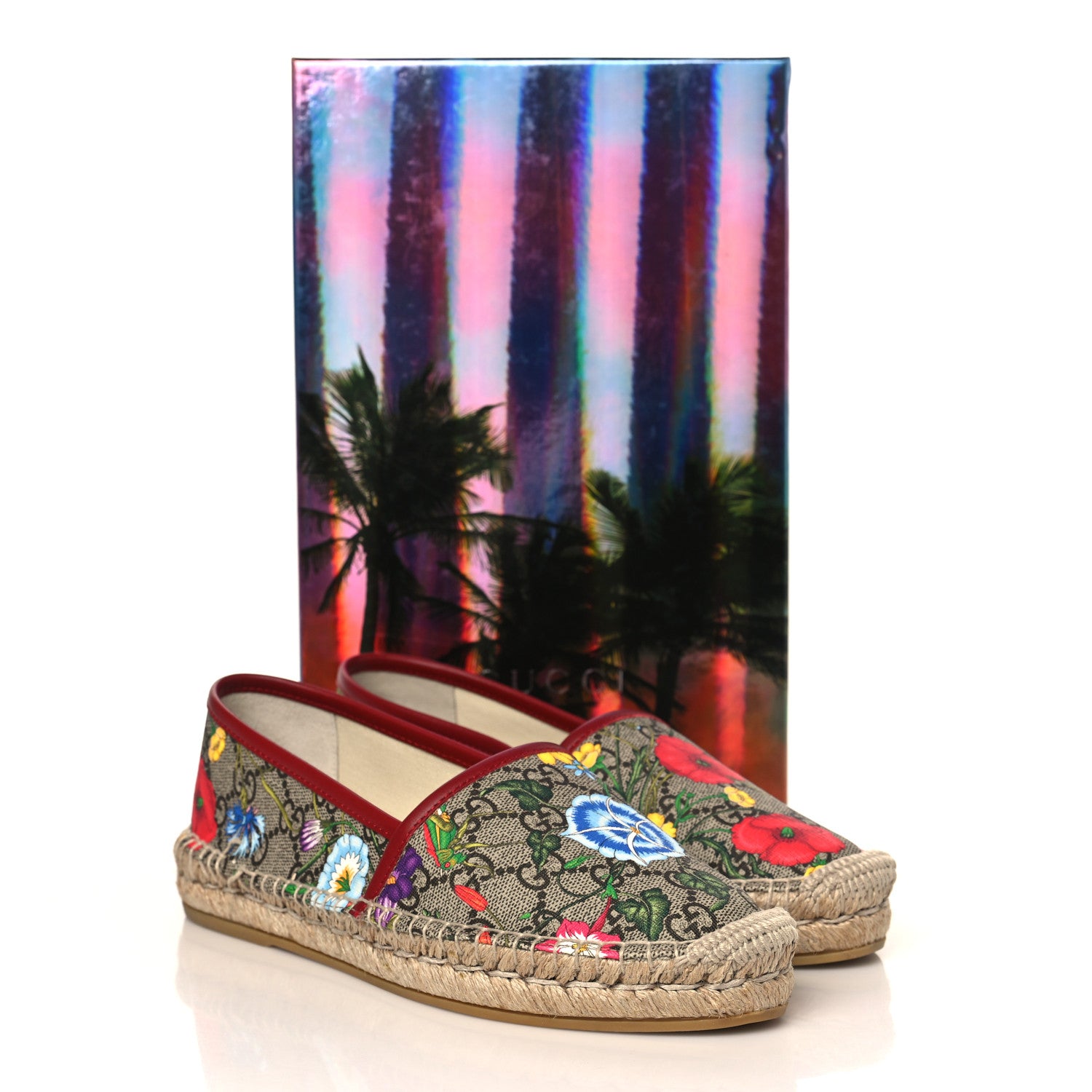 Gucci GG Supreme Monogram Tian Womens Espadrilles 37 Beige Multicolor Red 9 of 9