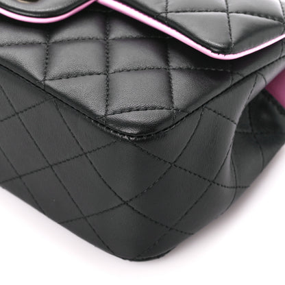 Chanel Lambskin Quilted Bi-Color Mini Top Handle Rectangular Flap Black Lilac 11 of 12