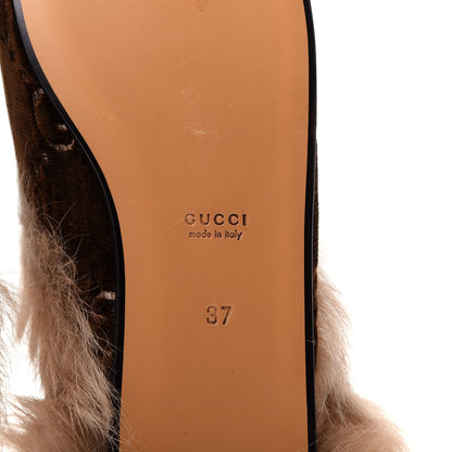 Gucci Velvet GG Monogram Fur Womens Princetown Slippers 37 Brown Black Natural 9 of 10