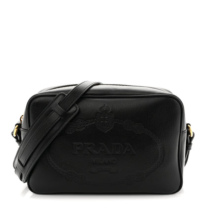 Prada Glace Calfskin Embossed Logo Crossbody Black 1 of 10