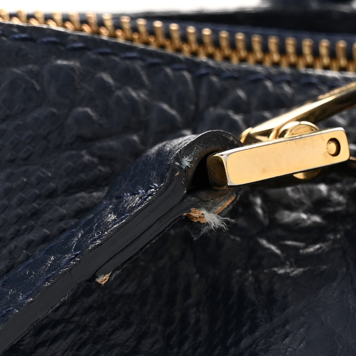 Heritage Grain Check Embossed Medium Dewsbury Tote Blue Carbon