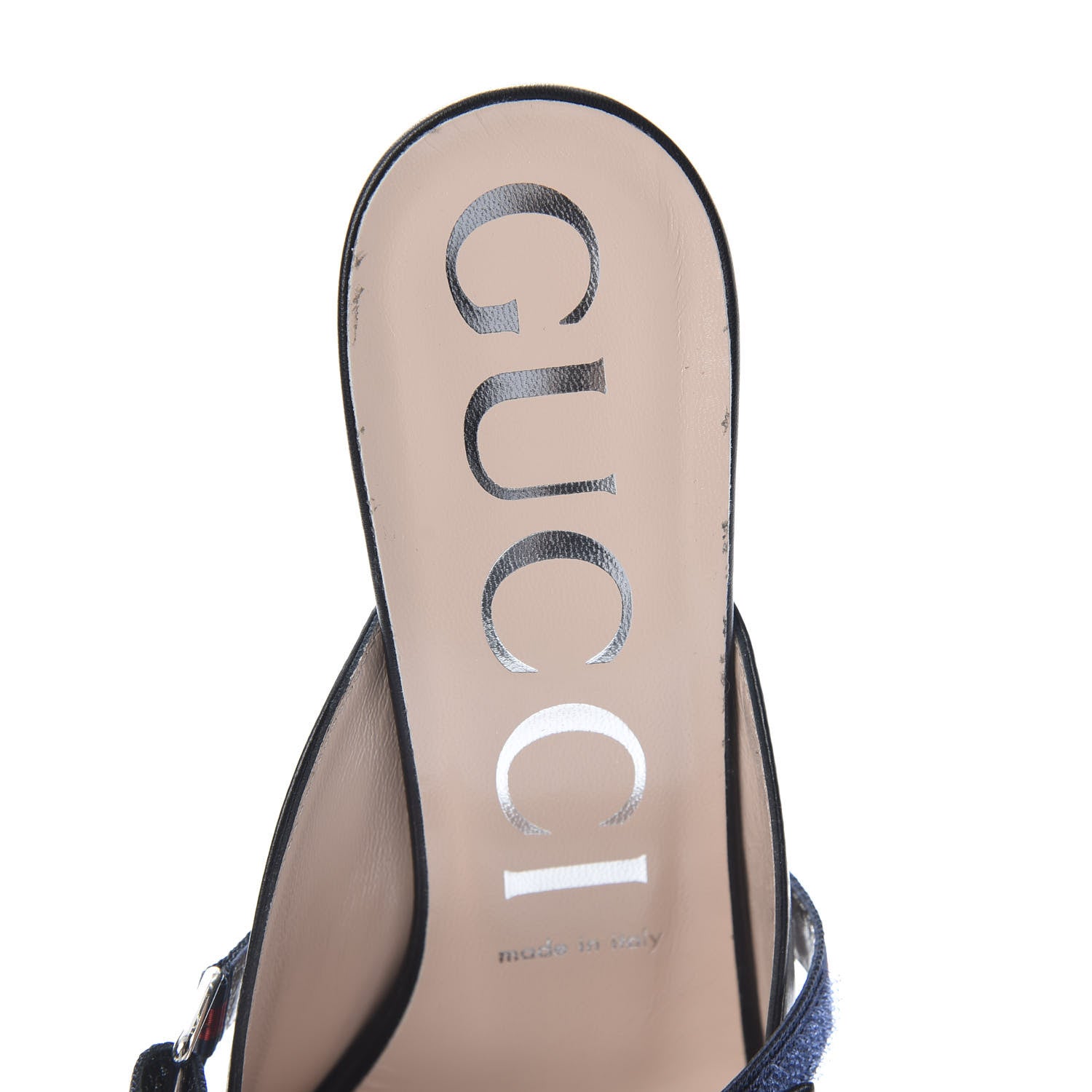 Gucci Malaga Kid Sylvie Web Cross Strap Mid-Heel Slides 39.5 Black 6 of 8