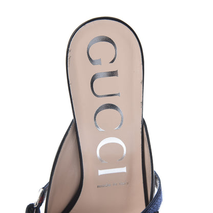 Gucci Malaga Kid Sylvie Web Cross Strap Mid-Heel Slides 39.5 Black 6 of 8