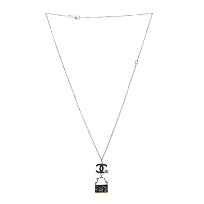Chanel Enamel Charming Chic Classic Flap CC Charm Necklace Black 3 of 5